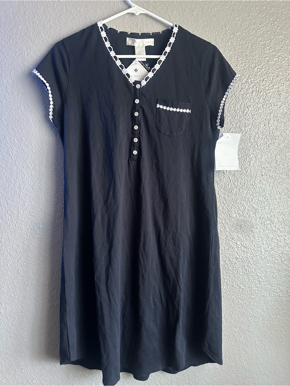 Eileen west navy 100% cotton nightgown size X-small NWT